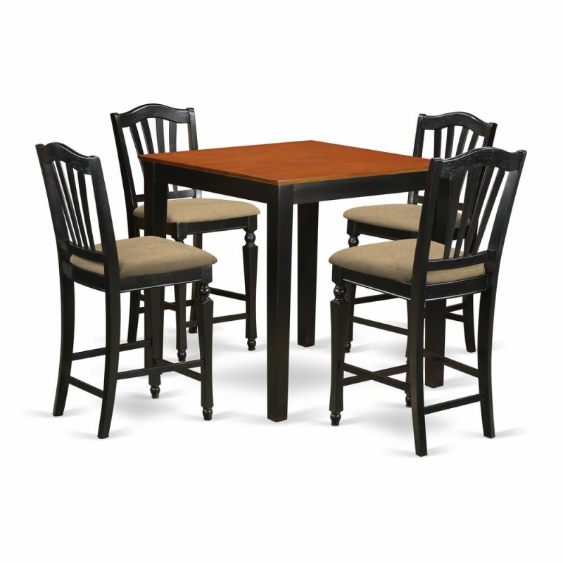 5 Pc Counter Height Set Pub Table and 4 Kitchen Chairs