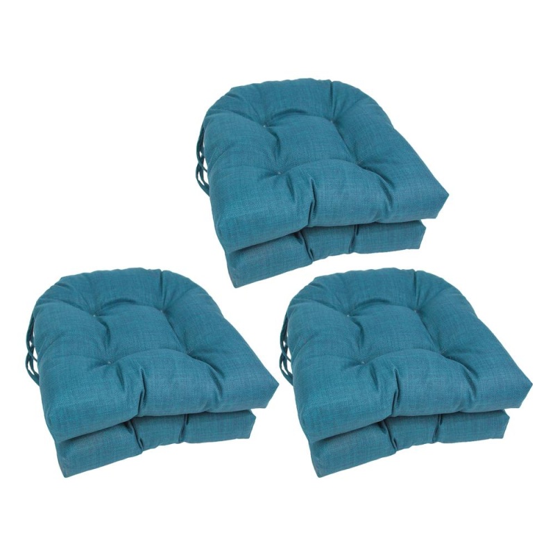 16-Inch Spun Polyester Solid Outdoor U-Shaped Tufted Chair Cushion