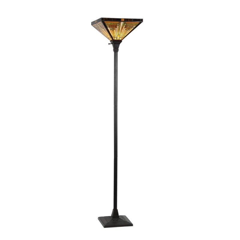 Innes Tiffany-Style 1 Light Mission Torchiere Floor Lamp 14" Shade