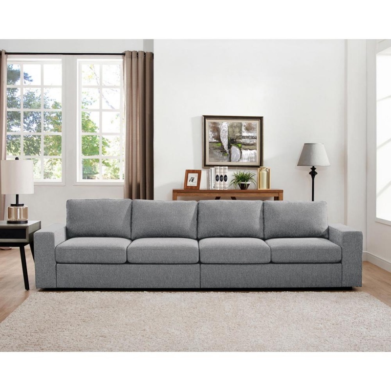 Jules 4 Seater Sofa In Light Gray Linen