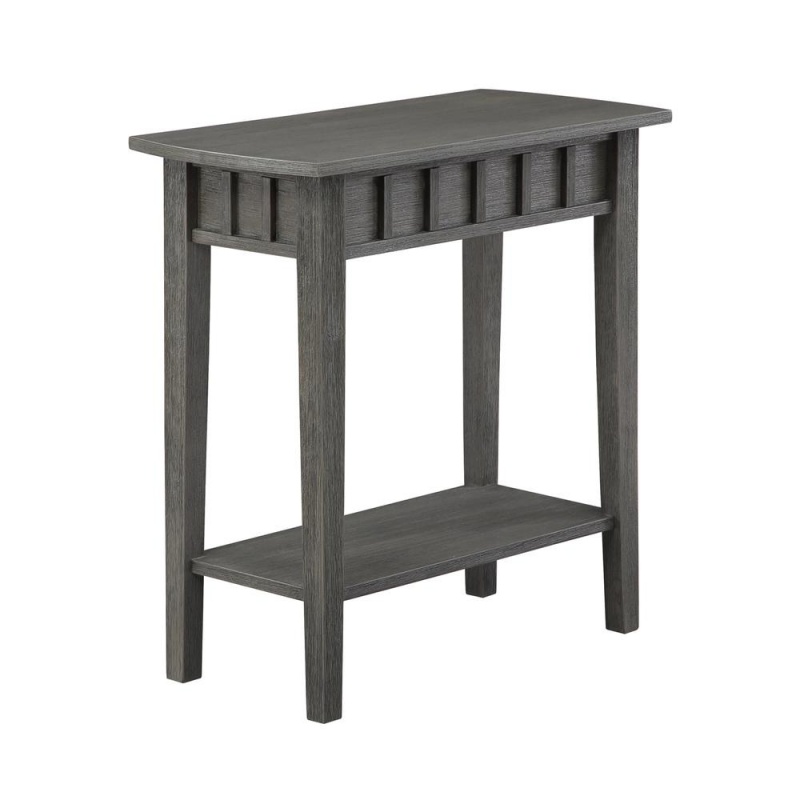 Dennis End Table With Shelf, Wirebrush Dark Gray