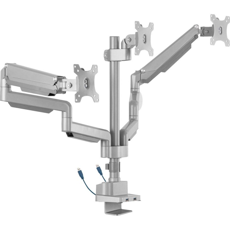 Lorell Mounting Arm For Monitor - Gray - Adjustable Height - 3 Display(S) Supported - 15.40 Lb Load Capacity - 75 X 75, 100 X 100 Vesa Standard - 1 Each