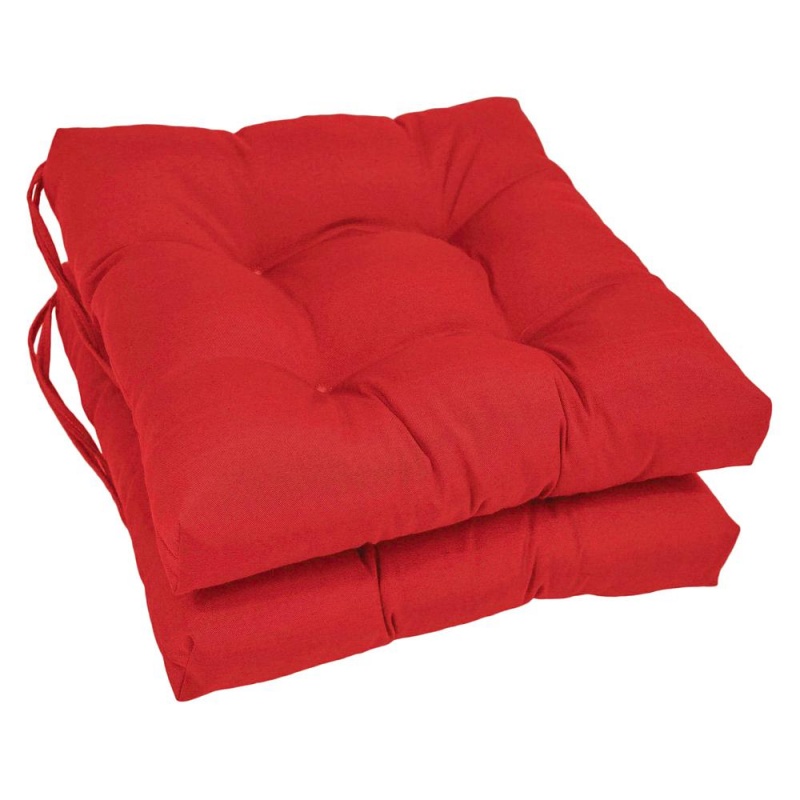 16-Inch Solid Twill Square Tufted Chair Cushions (Set Of 2)