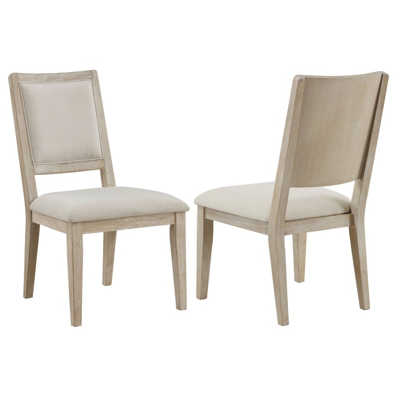 Trofello Cushioned Dining Side Chairs, White Washed (Set of 2)