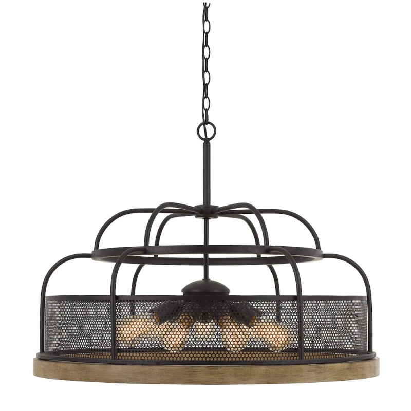 Akaki 60W X 9 Metal/Pine Wood Chandelier (Edison Bulbs Not Included)