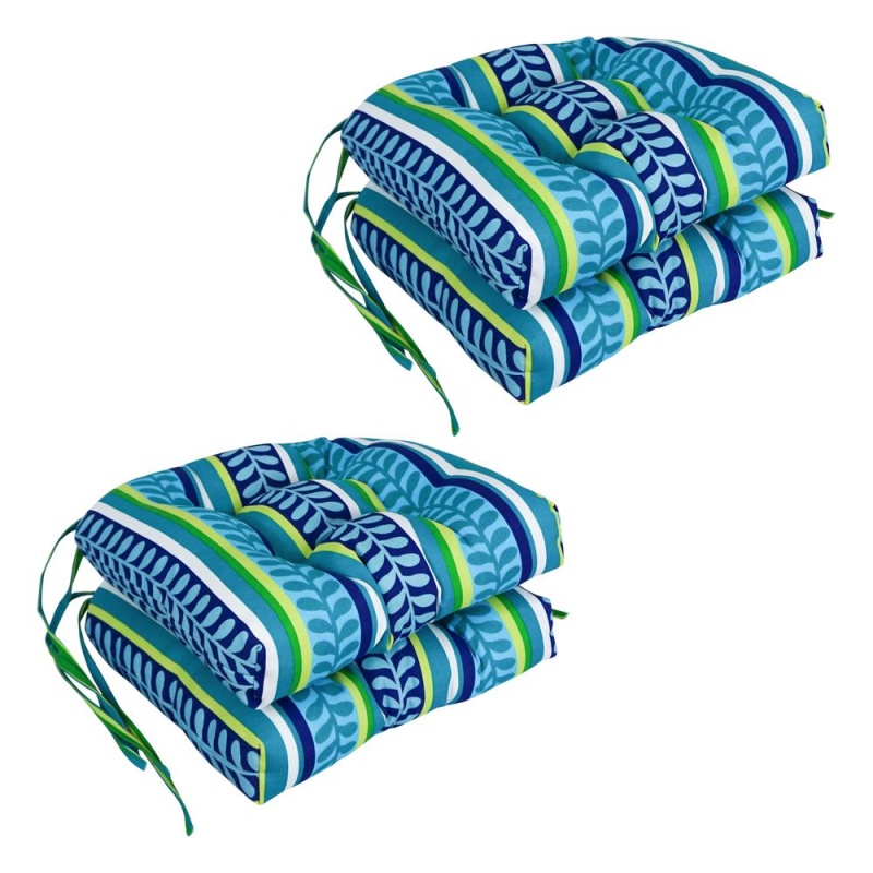 16-Inch Spun Polyester Patterned Outdoor U-Shaped Tufted Chair Cushion