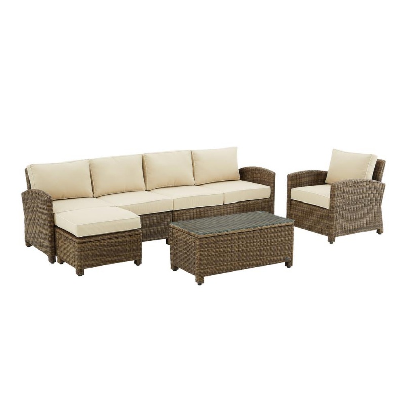 5Pc Outdoor Furniture Set with Loveseats, Armchair, Table & Ottoman