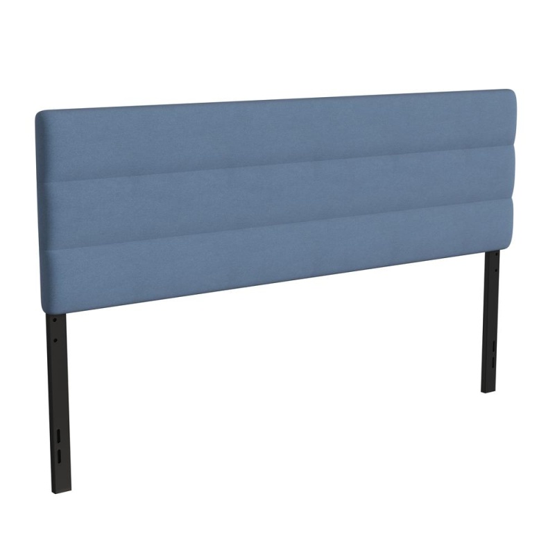 King Channel Stitched Fabric Upholstered Headboard, From 44.5" To 57.25" - Blue