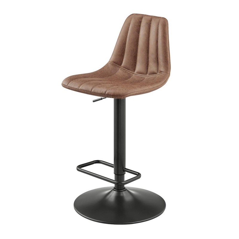 Robert Faux Leather Gaslift Swivel Bar Stool, (Set Of 2)