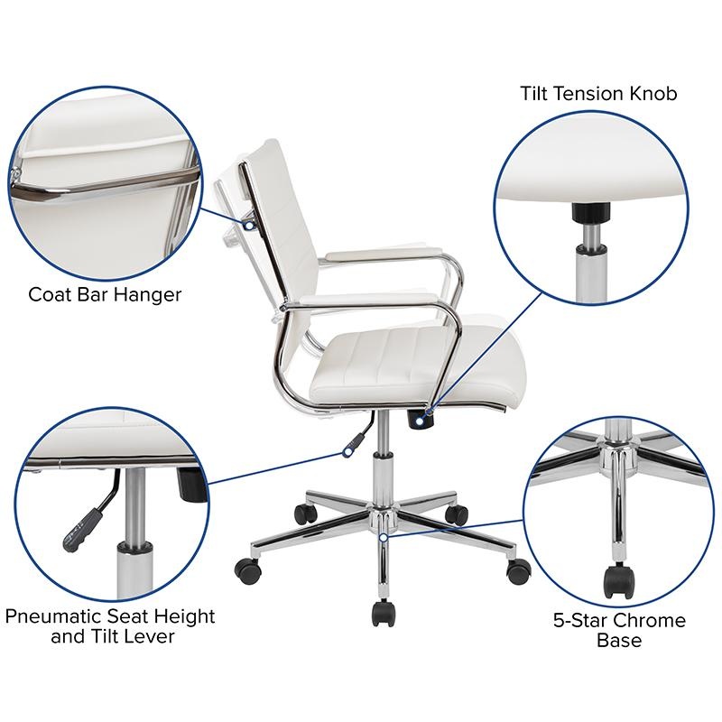 Work From Home Kit - White Adjustable Computer Desk, Leathersoft Office Chair And Inset Handle Locking Mobile Filing Cabinet