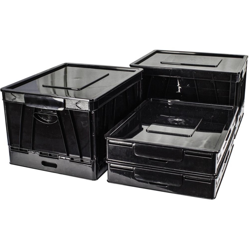Storex Collapsible Storage Crate - External Dimensions: 14.3" Width X 17.3" Depth X 10.5"Height - 45 Lb - 9.25 Gal - Media Size Supported: Letter, Legal - Lid Lock Closure - Heavy Duty - Stackable - p