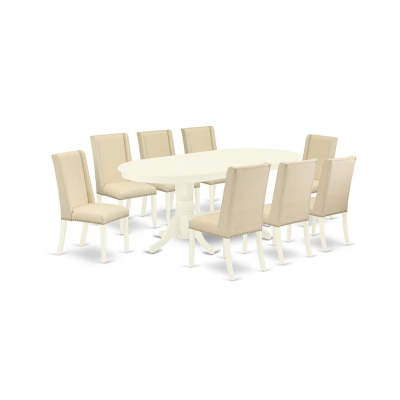 Dining Room Set Linen White, Vafl9-Lwh-01