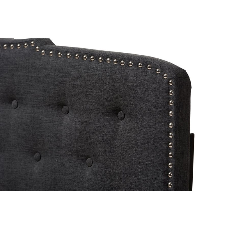 Lucy Modern And Contemporary Dark Grey Fabric King Size Headboard