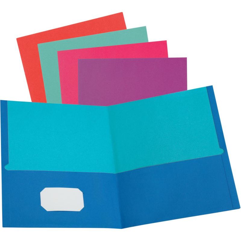 Oxford Letter Recycled Pocket Folder - 8 1/2" X 11" - 100 Sheet Capacity - 2 Pocket(S) - Assorted - 10% Recycled - 50 / Box