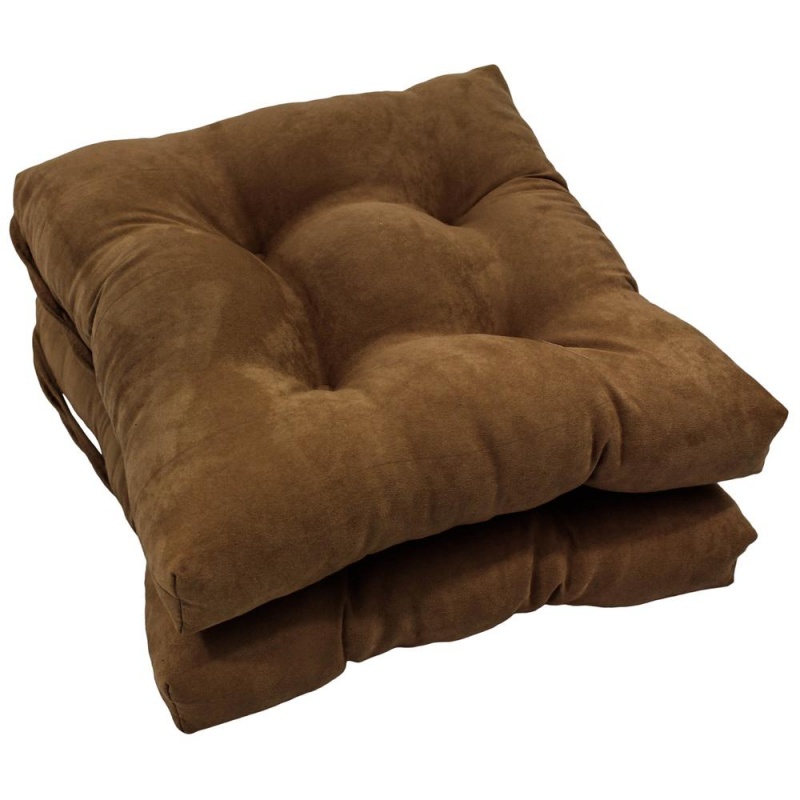 16-Inch Solid Microsuede Square Tufted Chair Cushions (Set of 6)