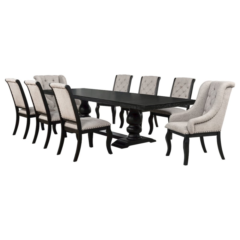 Phelps 9-Piece Rectangular Dining Table Set Distressed Noir