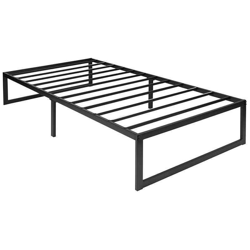 14 Inch Metal Platform Bed Frame - No Box Spring Needed With Steel Slat Support And Quick Lock Functionality (Twin)