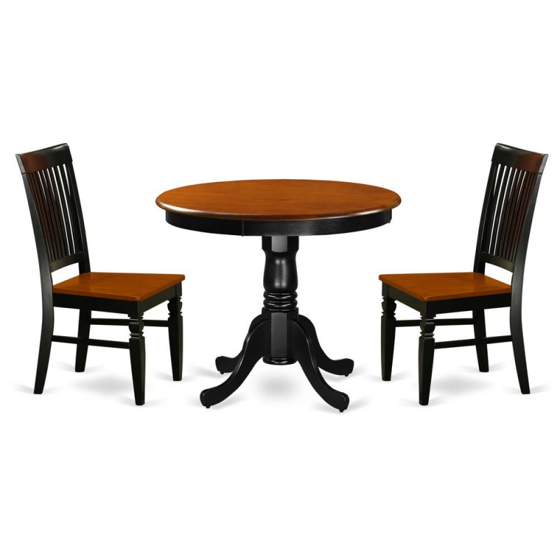 Dining Room Set Black & Cherry, Anwe3-Bch-w