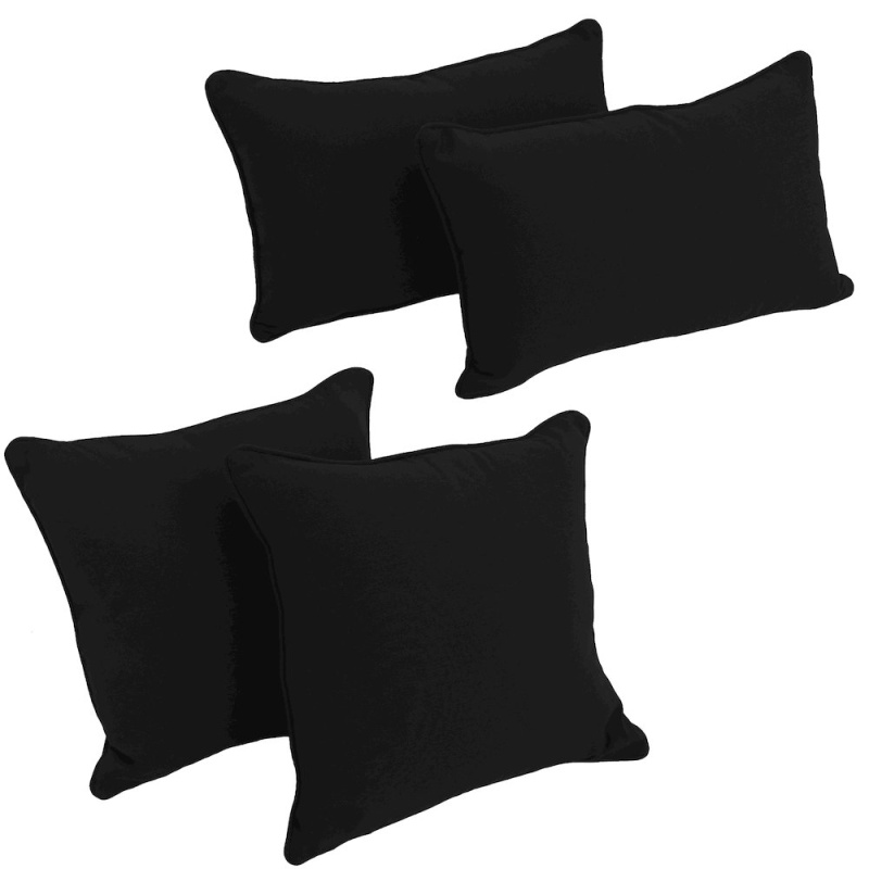 Double-Corded Solid Twill Throw Pillows with Inserts (Set of 4)