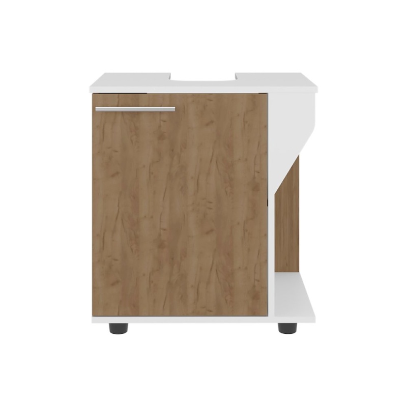 Enfield Under Sink Storage, 1 Door, 2 Shelves, 4 Legs, White / Natural Oak