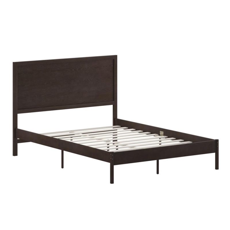 Modern Queen Size Wooden Platform Bed With Headboard
