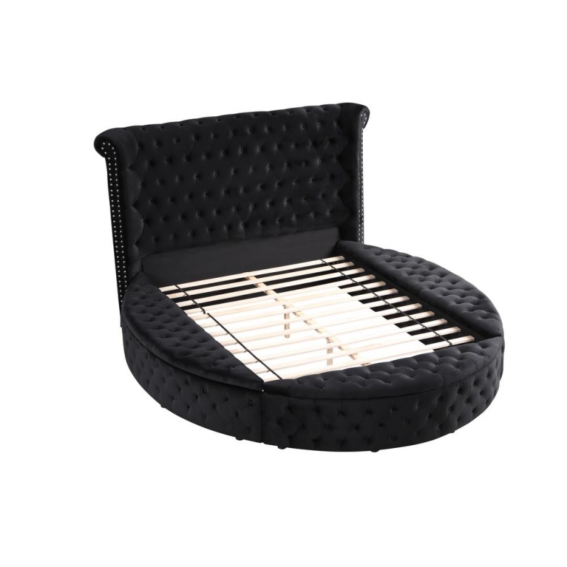 Isabella Fabric Platform Queen Bed With Storage in Black