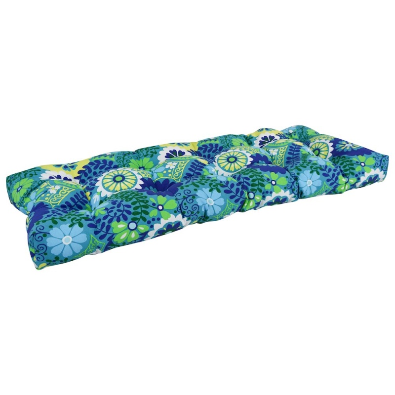 51-Inch By 19-Inch Tufted Patterned Outdoor Spun Polyester Loveseat Cushion