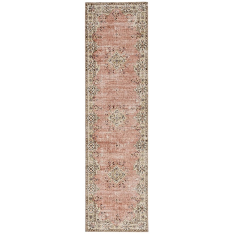 Washable Blanton Pink/Ivory 2x8 Rug