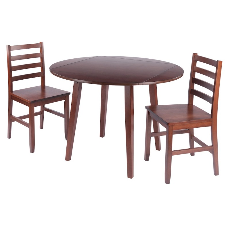 Dawson 3-Pc Drop Leaf Table With Ladder-Back Chairs, Walnut