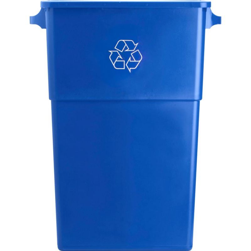 Genuine Joe 23 Gallon Recycling Container - 23 Gal Capacity - Rectangular - 30" Height X 22.5" Width X 11" Depth - Blue, White