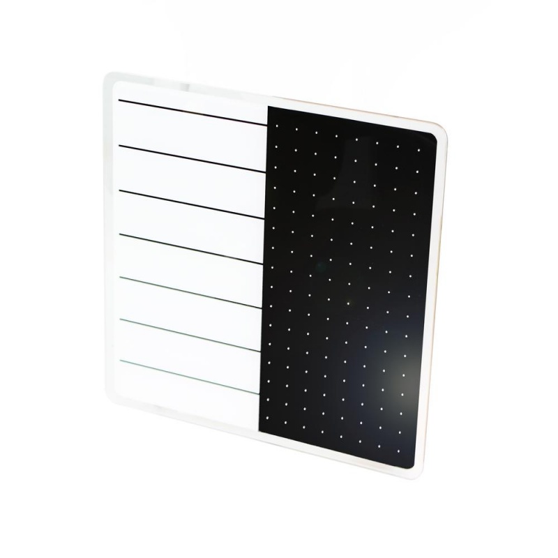 White & Black Plan & Grid Glass Dry Erase Board - 14" X 14"