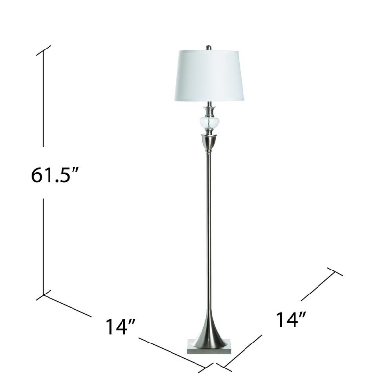61.5"Th Metal+Glass Floor Lamp, 1 Pc Kd/ Bwn,2.08'