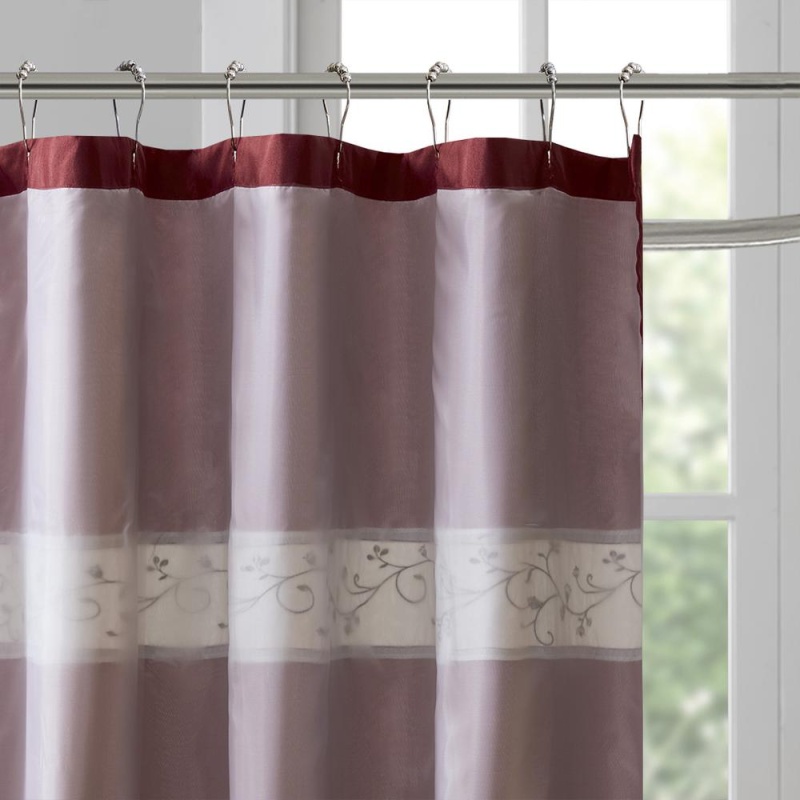 100% Polyester Faux Silk Pieced Shower Curtain