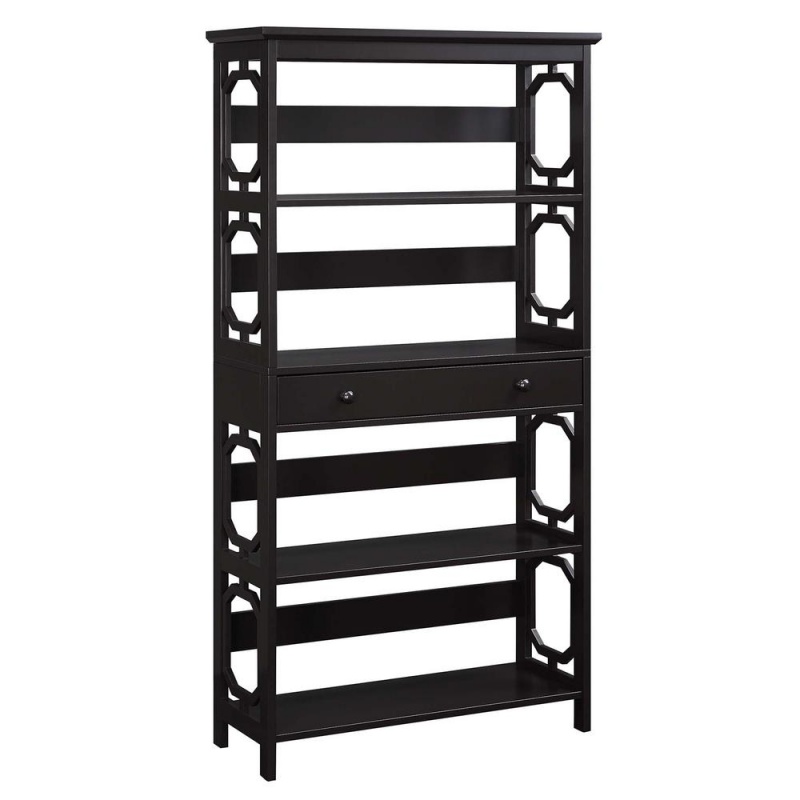 Omega 5 Tier Bookcase With Drawer, Espresso