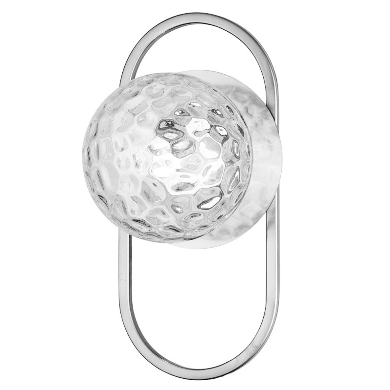 1 Light Polished Chrome Wall Sconce With Clear Hammered Glass