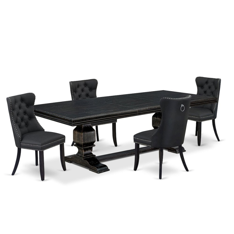 5 Pieces Modern Dining Set with Rectangle Table and 4 Chairs