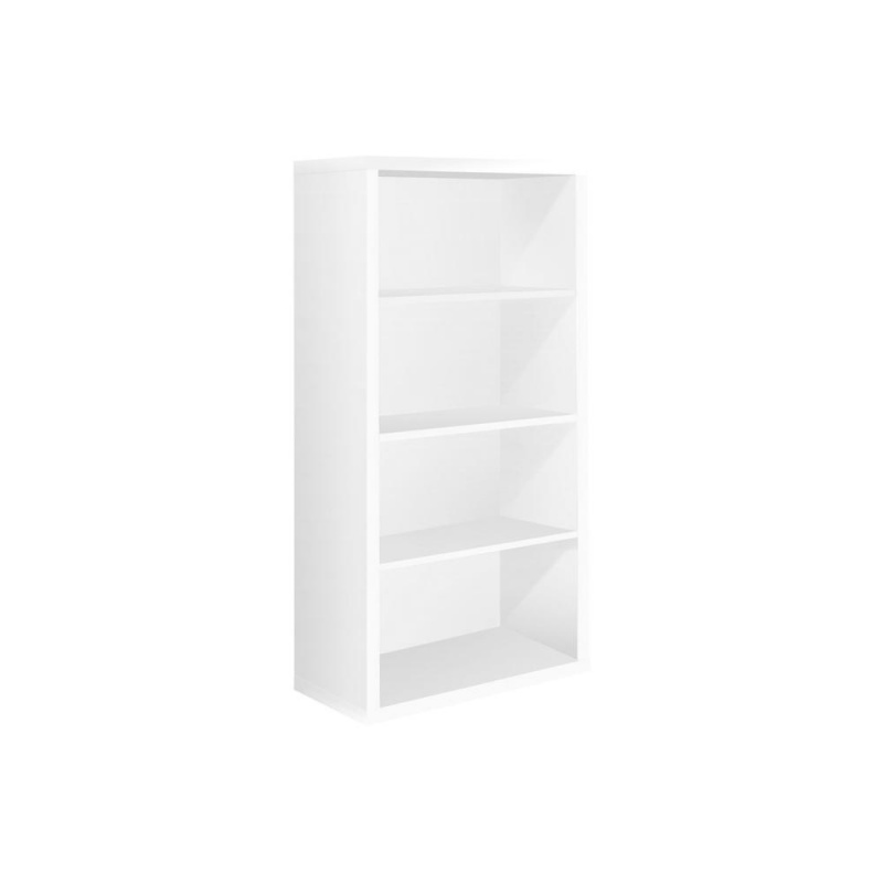 Bookshelf, Bookcase, Etagere, 5 Tier, 48H, Office, Bedroom, White Laminate