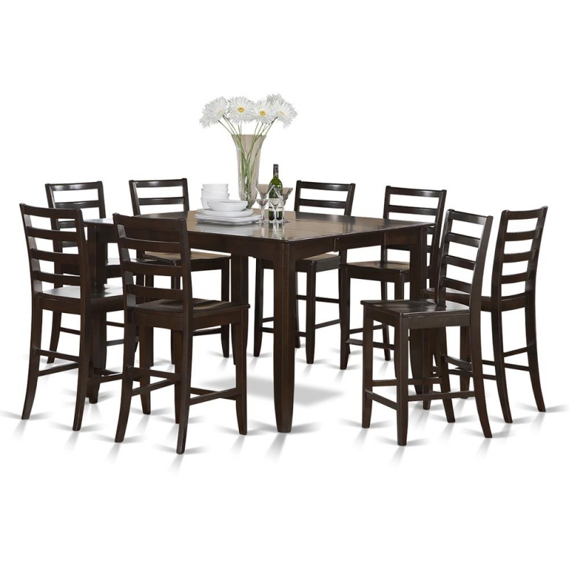 9 Pc Counter Height Set- Square Table And 8 Counter Height Chairs