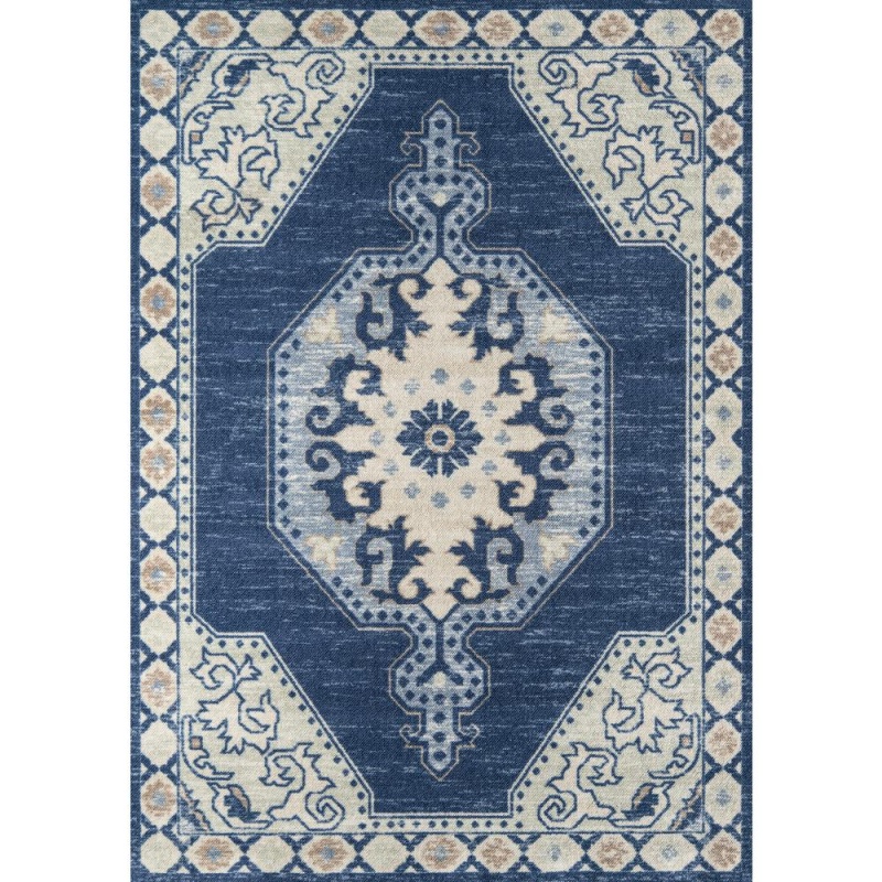 Traditional Rectangle Area Rug, Navy, 7'9" x 9'10"