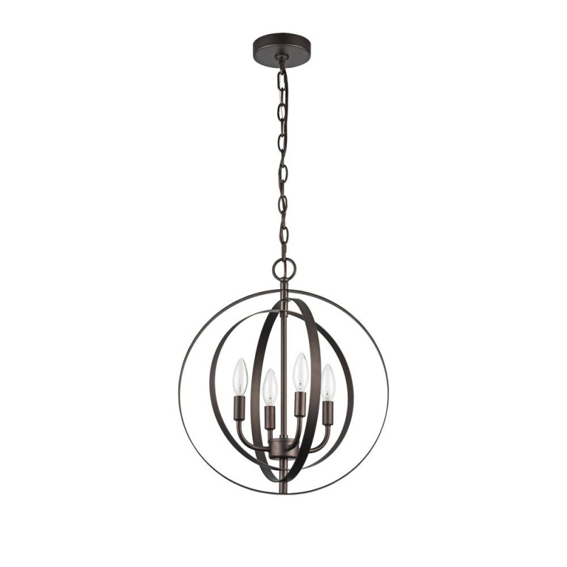 Osbert Industrial-Style 4-Light Rubbed Bronze Ceiling Pendant, 16-Inch Wide