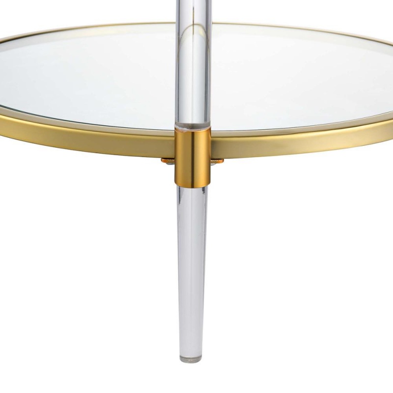 Royal Crest Acrylic Glass End Table, Clear/Gold