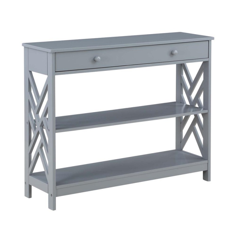 Titan 1 Drawer Console Table With Shelves, Gray