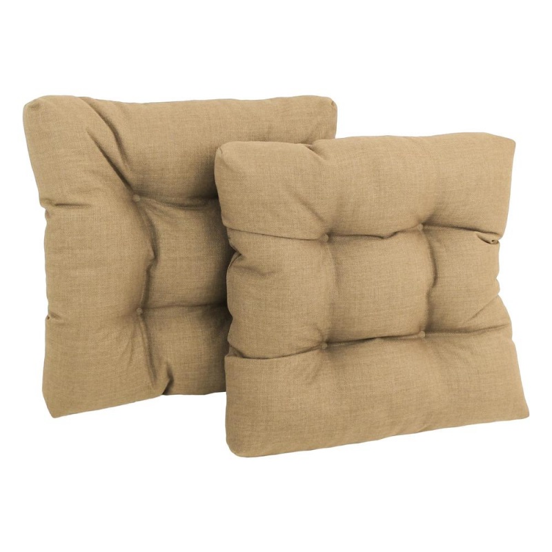19-Inch Squared Spun Polyester Tufted Dining Chair Cushion (Set Of Two)