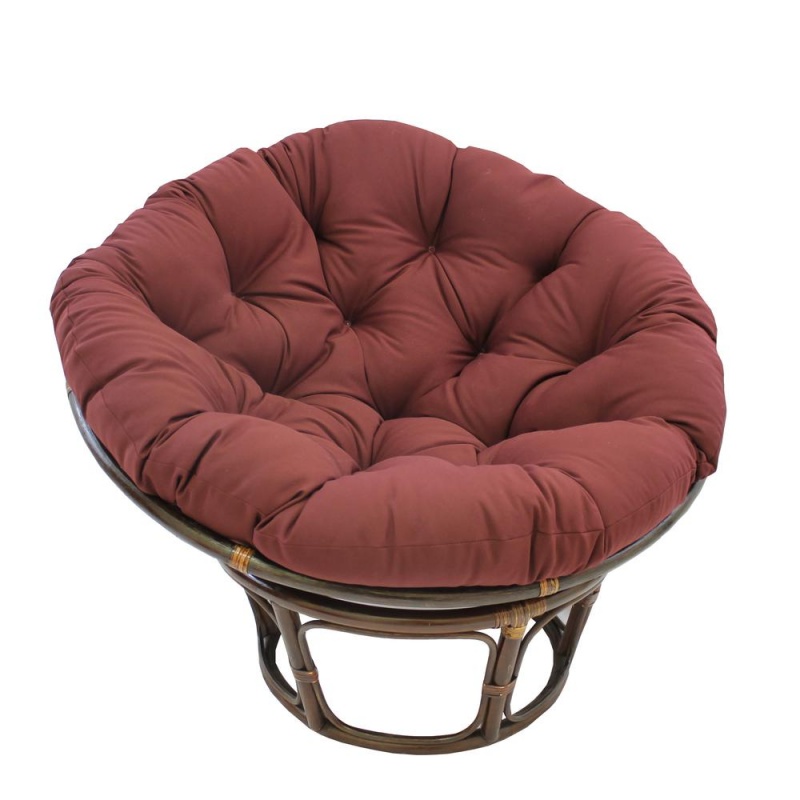 42-Inch Rattan Papasan Chair With Solid Twill Cushion