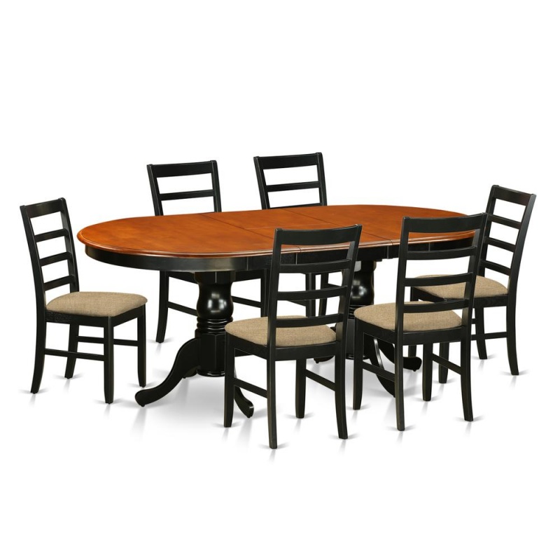 7 Pc Dining Room Set with 6 Wooden Dining Chairs