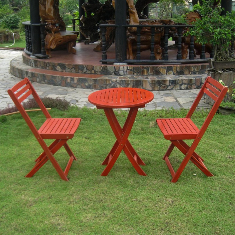 Set Of 3 Acacia Folding Bistro Set