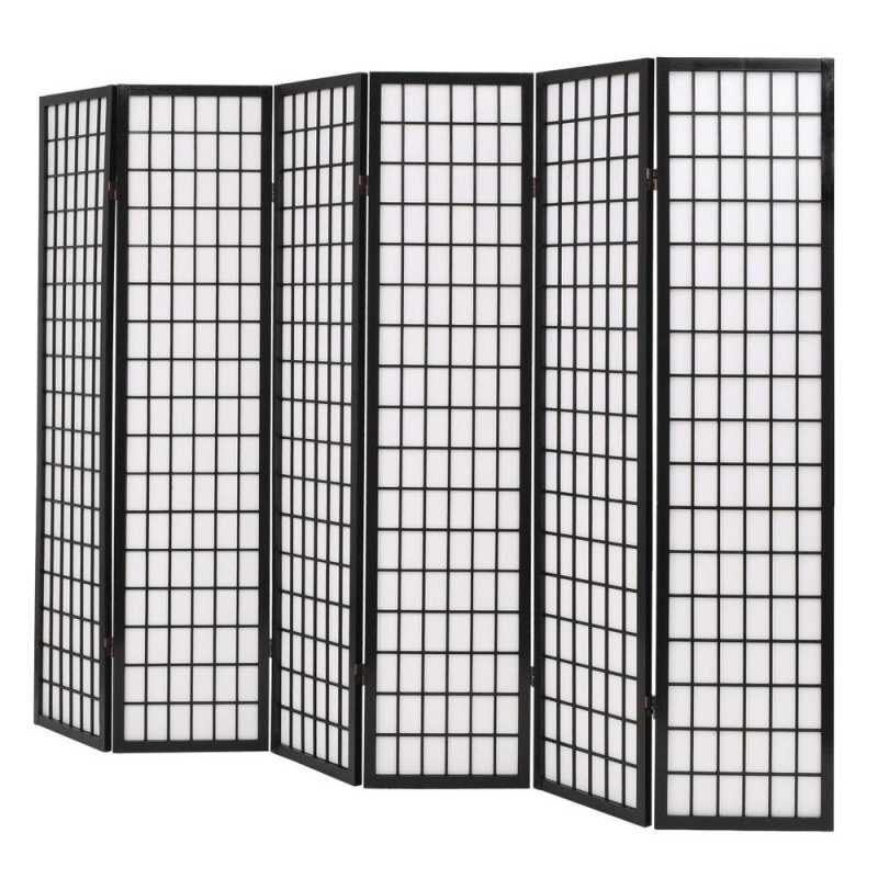 Vidaxl Folding 6-Panel Room Divider Japanese Style 94.5"X66.9" Black