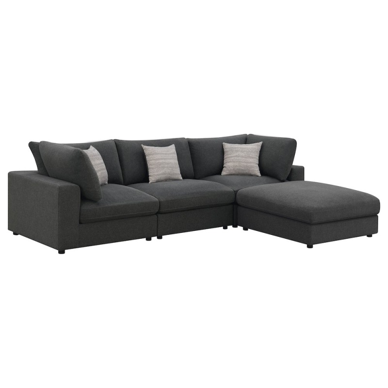 Serene 4-Piece Upholstered Modular Sectional Sofa Charcoal