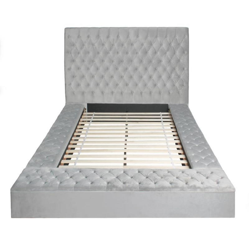Better Home Products Cosmopolitan Velvet Upholstered Platform Queen Bed In Gray