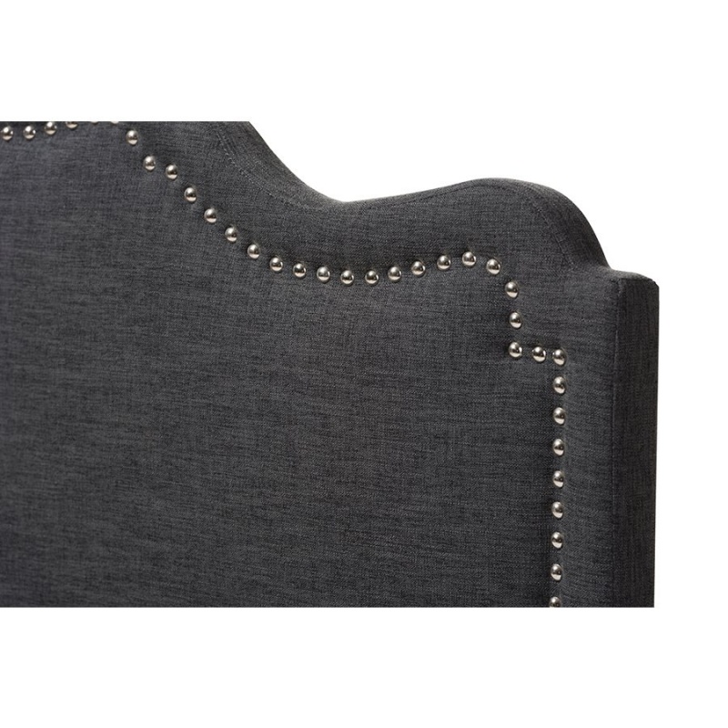 Nadeen Modern And Contemporary Dark Grey Fabric Queen Size Headboard